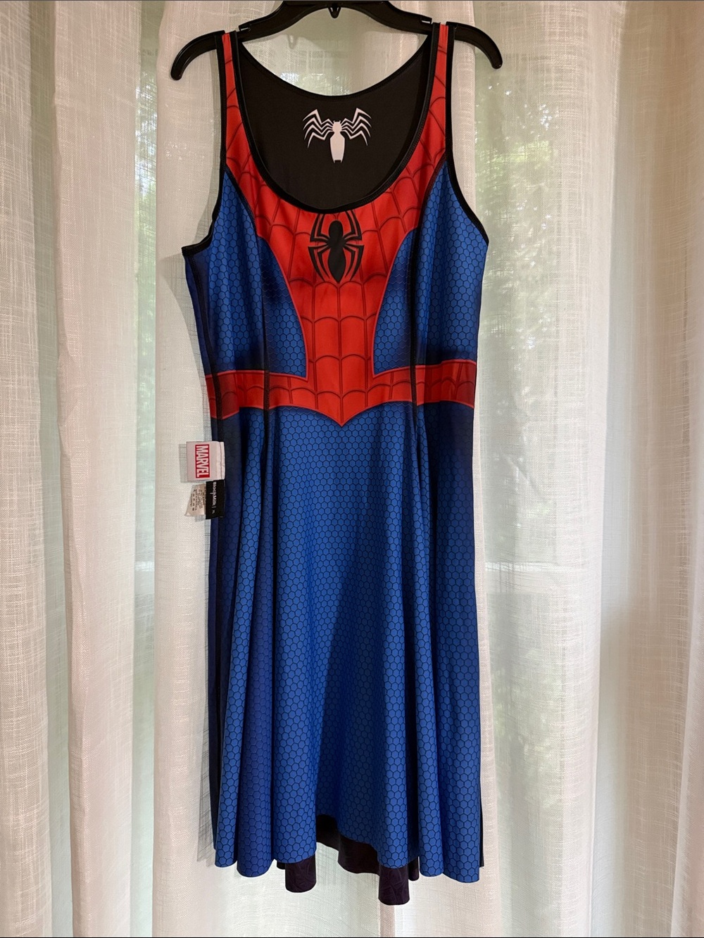 Blackmilk Marvel Reversible Blue and Red Spider Skater Dress